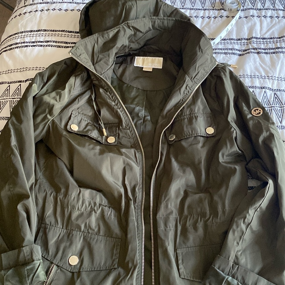 Michael- Michael Kors polyester spring coat in dark green